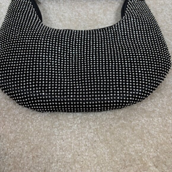 Jessica‎ McClintock Ada Crystal Hobo Bag Silver and Black New - Picture 3 of 9